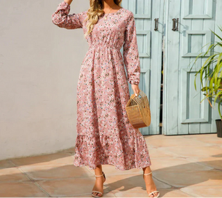 Robe décontractée à motif floral pour femme | Maxi