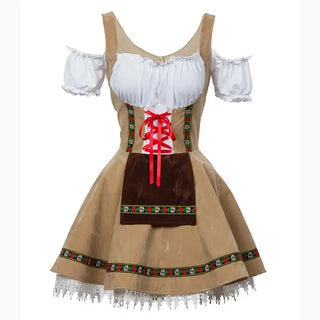 Damen Oktoberfest Dirndl Mini Kleid | Schnürung