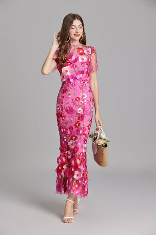 Vestido bordado para mujer con estampado floral | Maxi