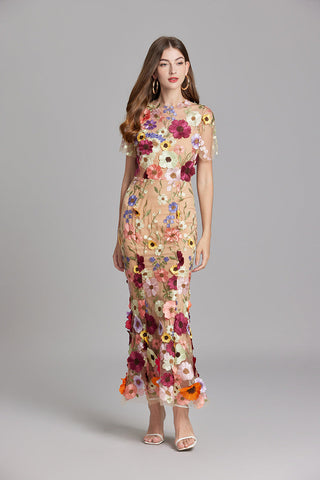 Vestido bordado para mujer con estampado floral | Maxi