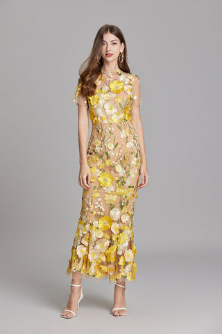 Vestido bordado para mujer con estampado floral | Maxi