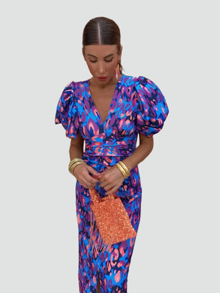 Damen Cocktailkleid mit Blumenmuster | Midi
