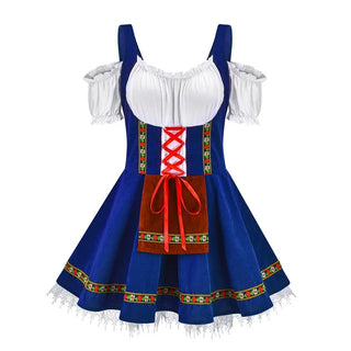Damen Oktoberfest Dirndl Mini Kleid | Schnürung