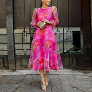 Damen Kleid mit Blumenmuster für Hochzeitsgäste | Midi