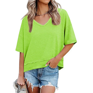Damen Casual Bluse mit V-Ausschnitt | Oversized