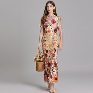 Vestido bordado para mujer con estampado floral | Maxi