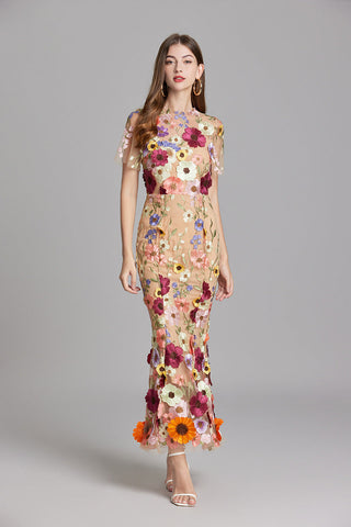 Vestido bordado para mujer con estampado floral | Maxi