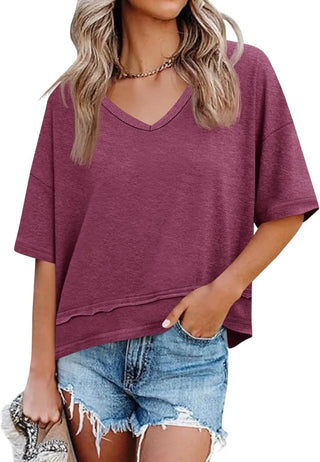 Damen Casual Bluse mit V-Ausschnitt | Oversized