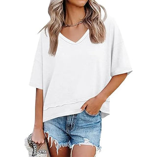 Damen Casual Bluse mit V-Ausschnitt | Oversized