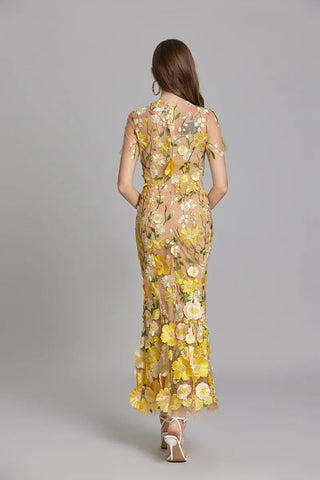 Vestido bordado para mujer con estampado floral | Maxi