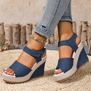 Damen Plateau Keilsandalen | Knöchelriemen