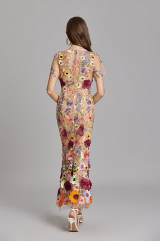 Vestido bordado para mujer con estampado floral | Maxi