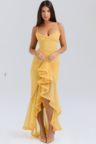 Robe de soirée froncée pour femme | Maxi