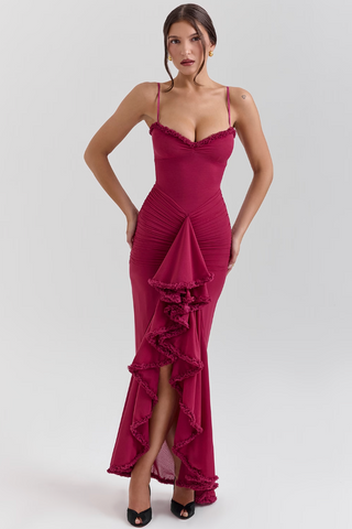 Robe de soirée froncée pour femme | Maxi