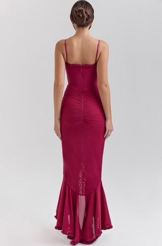 Robe de soirée froncée pour femme | Maxi