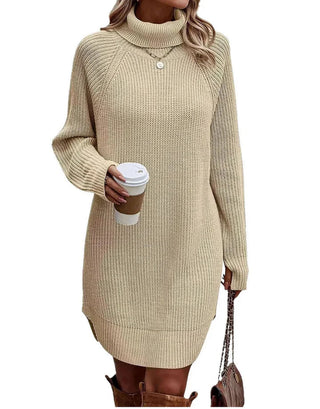 Robe d'hiver en maille pour femme | Avec col roulé et manches longues