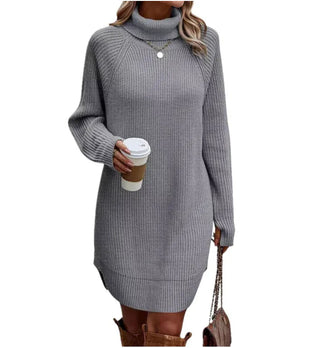 Robe d'hiver en maille pour femme | Avec col roulé et manches longues