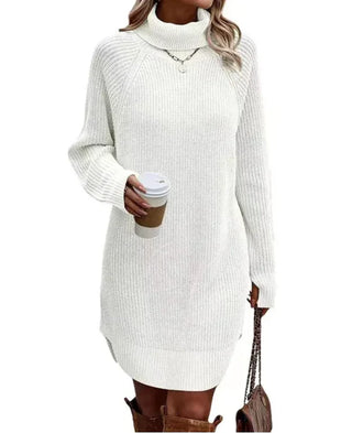 Robe d'hiver en maille pour femme | Avec col roulé et manches longues