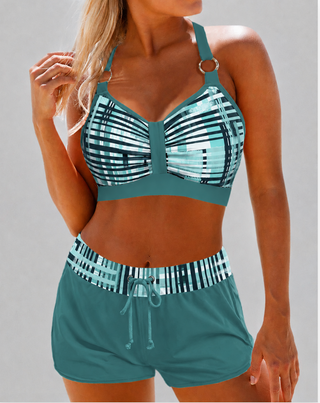 Damski bikini zestaw w nadruki | wysoki stan