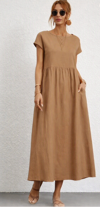 Robe élégante manches courtes femme | Maxi
