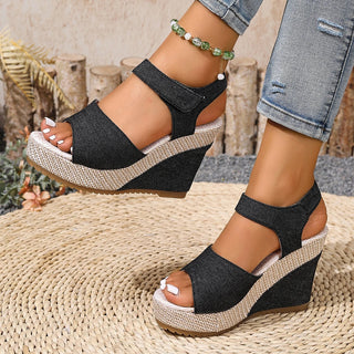 Damen Plateau Keilsandalen | Knöchelriemen