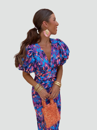 Damen Cocktailkleid mit Blumenmuster | Midi