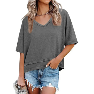 Damen Casual Bluse mit V-Ausschnitt | Oversized