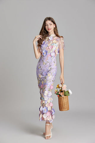 Vestido bordado para mujer con estampado floral | Maxi