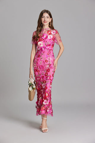 Vestido bordado para mujer con estampado floral | Maxi