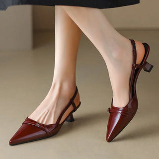 Damskie buty na obcasie z paskiem z tyłu | eleganckie
