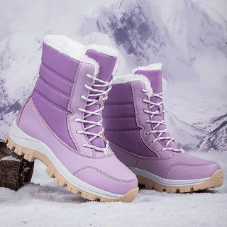 Damen Schnür Winterstiefel | Seitlicher Reißverschluss