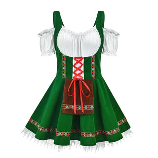 Damen Oktoberfest Dirndl Mini Kleid | Schnürung
