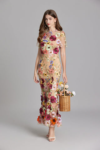 Vestido bordado para mujer con estampado floral | Maxi