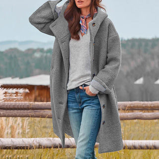 Women's button coat | Casual long cut