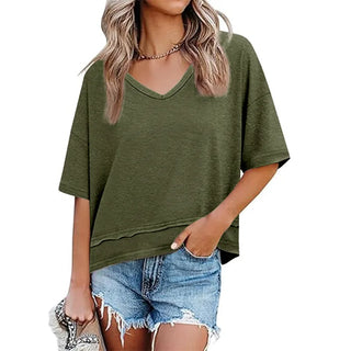 Damen Casual Bluse mit V-Ausschnitt | Oversized