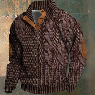 Men's Cable Knit Half-button Sweater | Elbow Patch