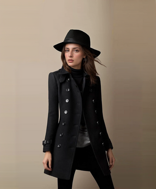 Women's Winter Trench Coat | Double-breasted & Mid-length