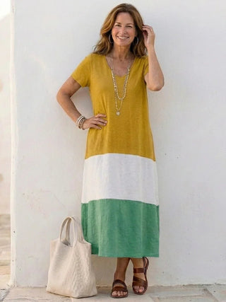 Robe d'été pour femme style blocs de couleur | Maxi