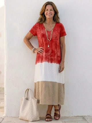 Robe d'été pour femme style blocs de couleur | Maxi