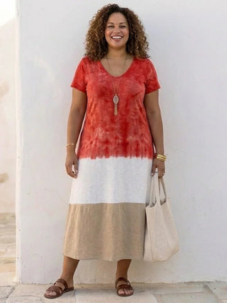 Robe d'été pour femme style blocs de couleur | Maxi
