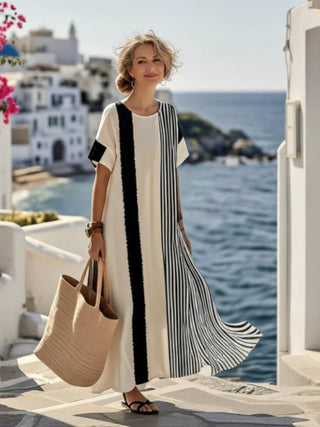 Damska casualowa sukienka w paski | maxi