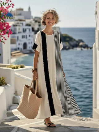 Damska casualowa sukienka w paski | maxi
