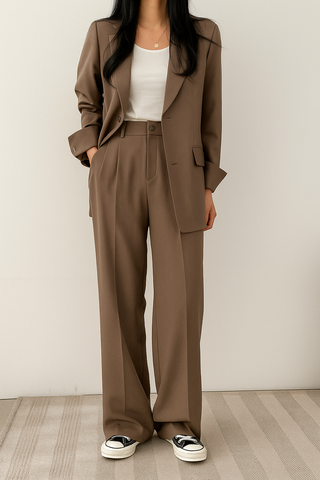 Conjunto de blazer entallado para mujer | Pierna ancha