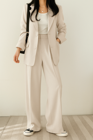 Conjunto de blazer entallado para mujer | Pierna ancha