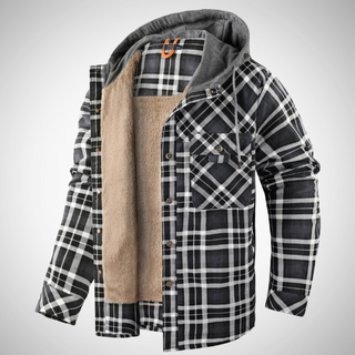 Herren Kapuzen Winter Jacke | Kariert