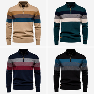 Striped Sweater for Men | Half Zipper