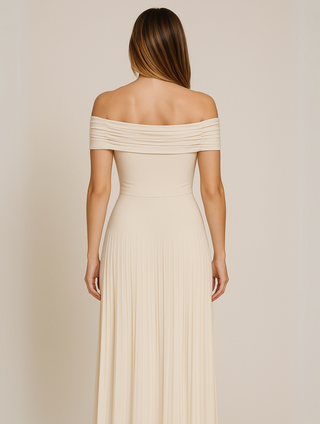 Vestido sin hombros para invitadas de boda para mujer | Maxi