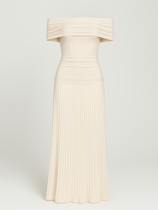 Vestido sin hombros para invitadas de boda para mujer | Maxi