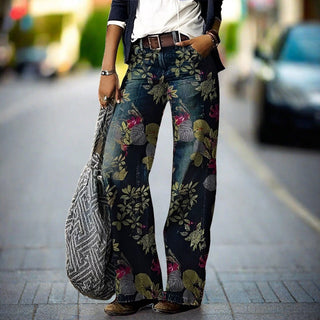 Women's jeans with wide leg | Printed