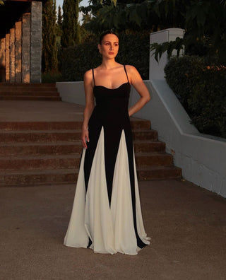 Robe de soirée contrastée pour femme | Maxi